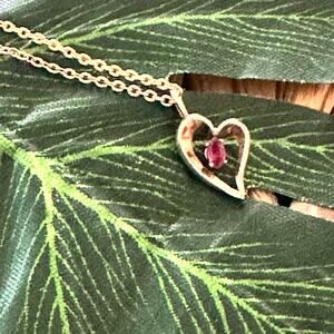 Signed Garnet Gem heart necklace